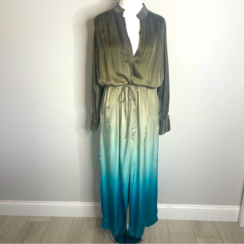 Young Fabulous & Broke Ombre Green and Blue belted maxi dress NWOT